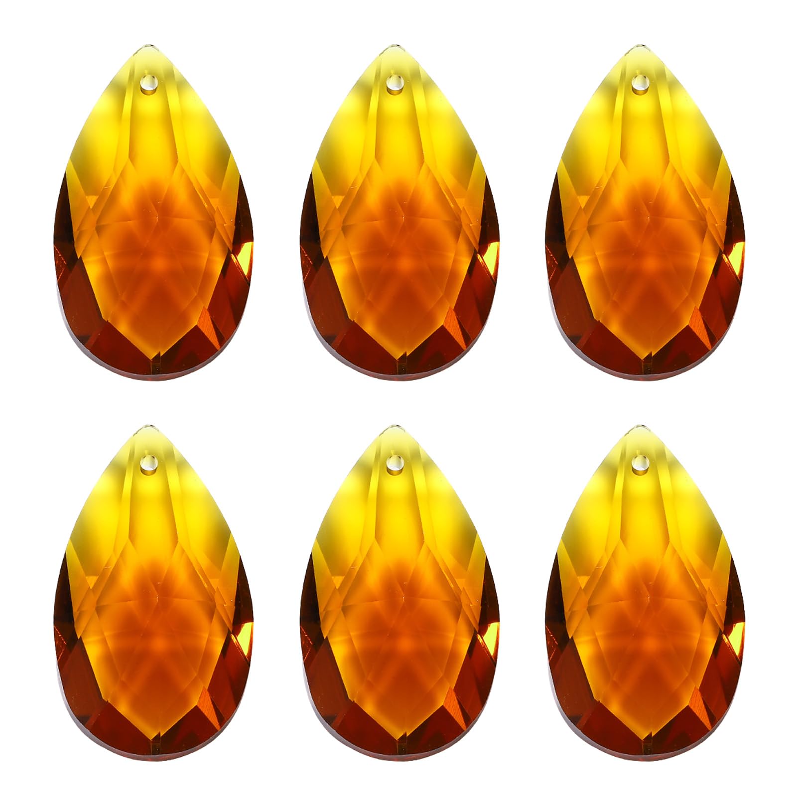 PATIKIL K9 Crystal Pendants Teardrop Beads, 6 Pack 38mm Chandelier Prisms DIY Amber — image 1