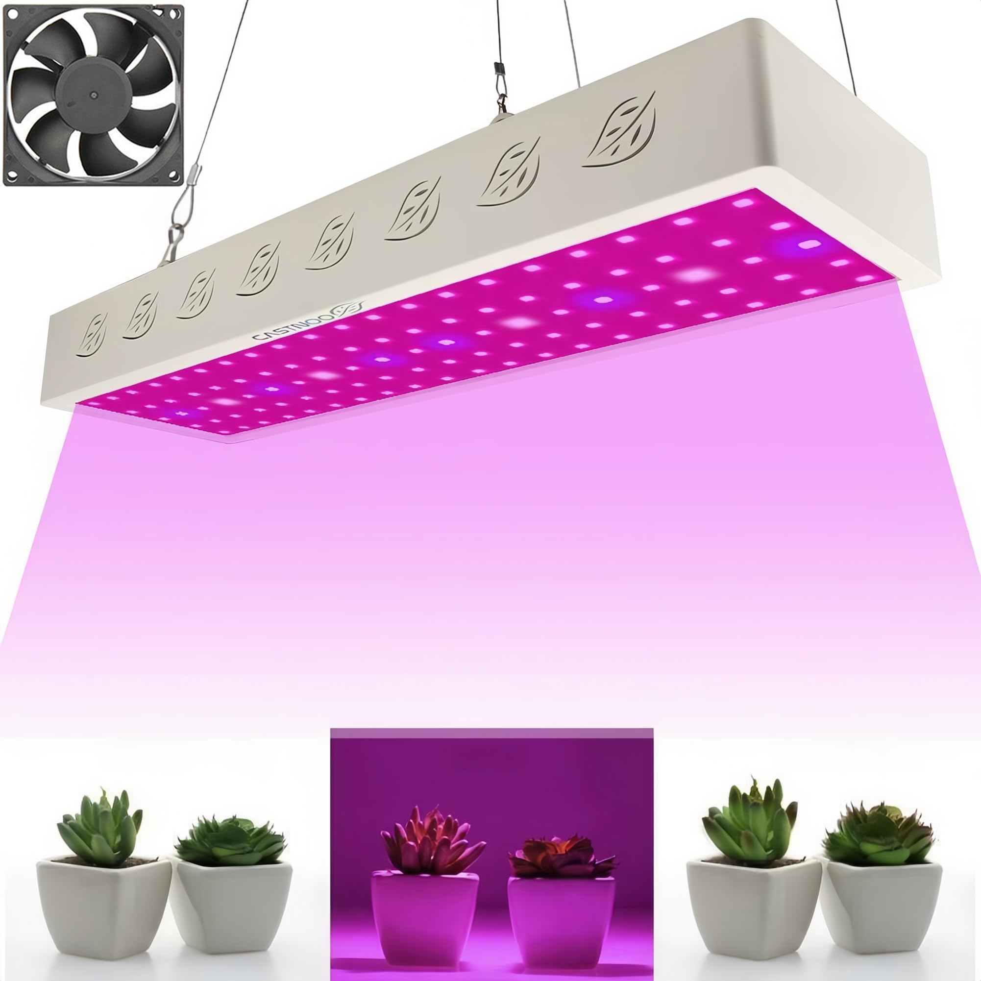 Buffcy 1000W LED Grow Lights with Fan, Energy Saving Timable LED Full Spectrum Grow Light, Grow Light Panel Promote Plant Germination, Flowering, Fruiting（100 PCS LED） [Energy Class A]