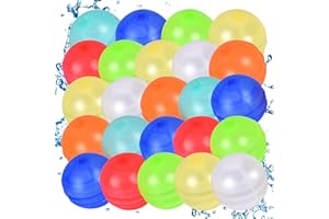 RYTABEE 24PCS Reusable Water Balloons, Self-Sealing Silicone Water Bomb, Refillable Water Balls for Boys and Girls, Outdoor Summer Water Toys Pool Beach Park Yard