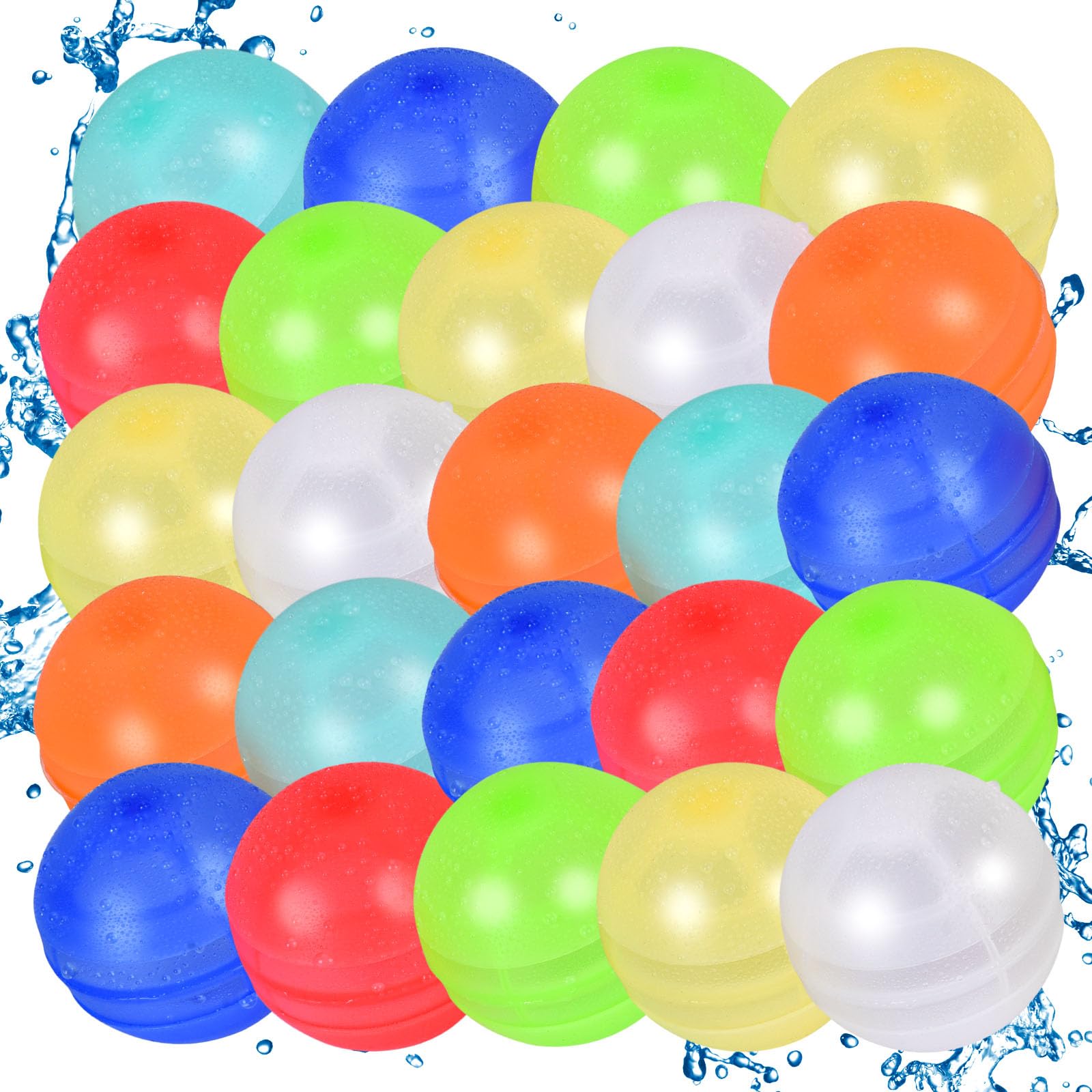Photo 1 of 24PCS Reusable Water Balloons, Self-Sealing Silicone Water Bomb, Refillable Water Balls for Boys and Girls, Outdoor Summer Water Toys Pool Beach Park Yard