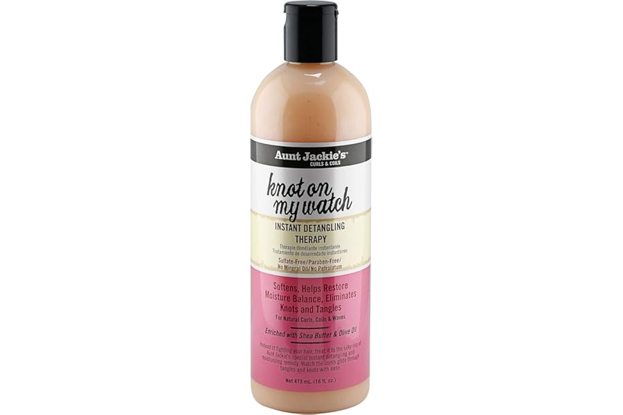 Aunt Jackie’s Curls and Coils Knot On My Watch Instant Hair Detangling Therapy for Natural Curls, Coils and Waves, Enriched with shea Butter, 16 oz