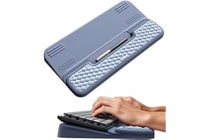Vaydeer Wrist Rest with Keyboard Stand, Computer Wrist Support Pad, Ergonomic Keyboard Riser Holder Lift Tray with Wrist Pad, Soft Memory Foam Desk Cushion, Palm Hand Typing for Office Home Gift-Blue