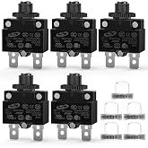 Nilight 5PCS 5/10/15/20/30A Thermal Circuit Breaker 125/250V AC 65V DC | Push Button Manual Reset Overload Protector Waterproof Cap Auto Trip Resettable for Industrial 12-24V Cars