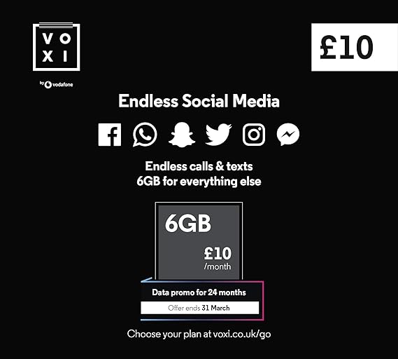 Vodafone VOXI SIM Card with Endless Social Media Amazon.co.uk Electronics