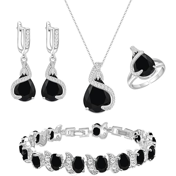 Amazon.com: LMXXVJ Black Jewelry Set for Women,Platinum