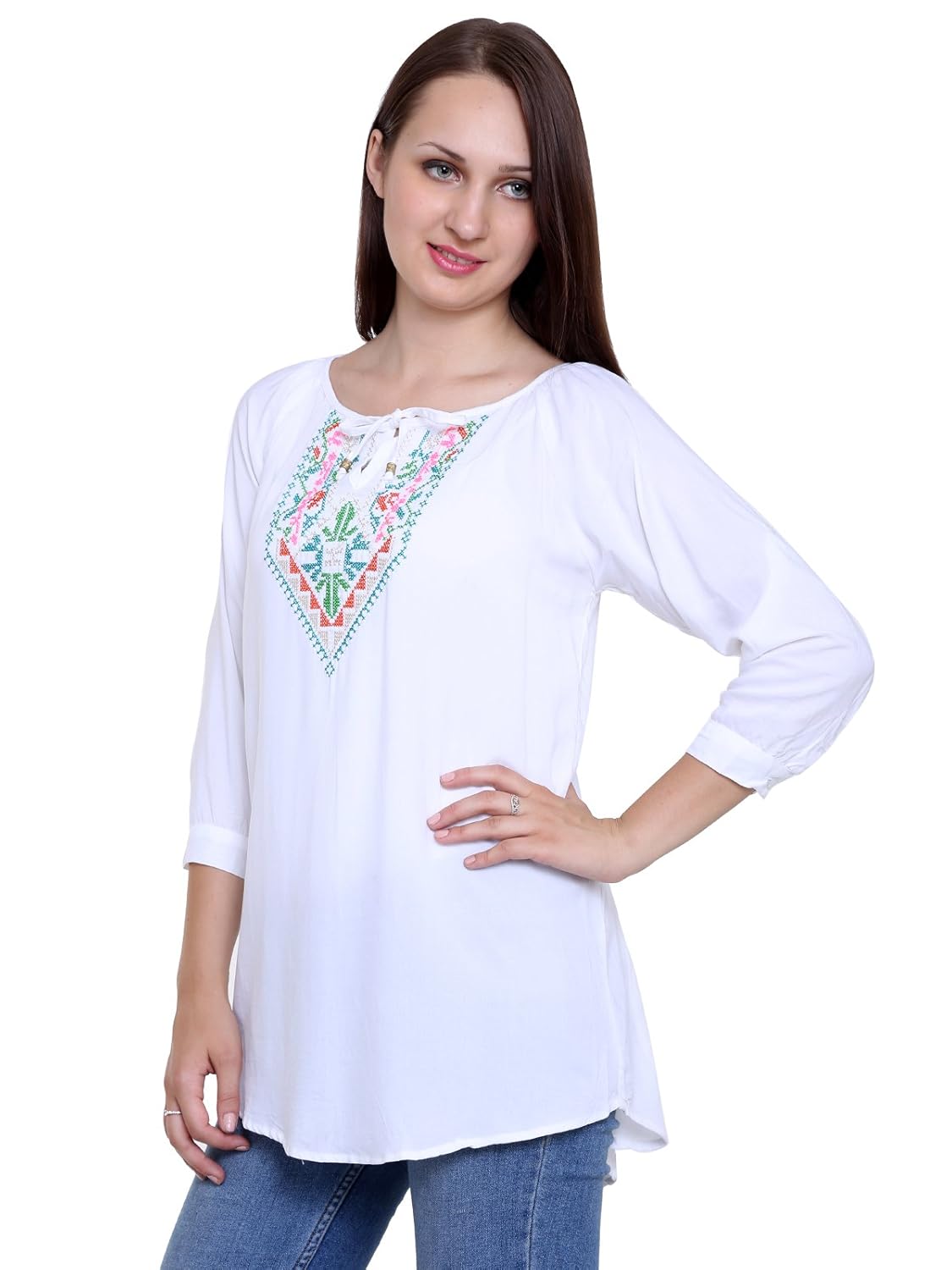 papsara white rayon women long top