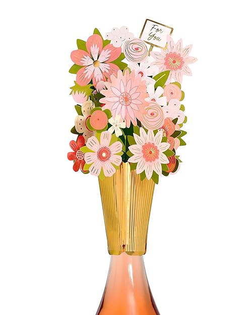 UK Greetings | Bottle Topper for Her/Women/Friend | Birthdays/Weddings/Mother's Day/Exam Results/Graduation | Floral Design | 24cm x 15cm