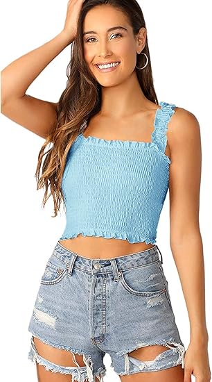 smocked cropped cami