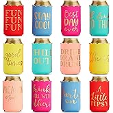 BLUE PANDA 12-Pack Scalloped Can Cooler Sleeves - Girls Trip Fun Gifts - Fits Most 12oz Cans (2.5x2.5x4.2 in) - Neoprene Insulation