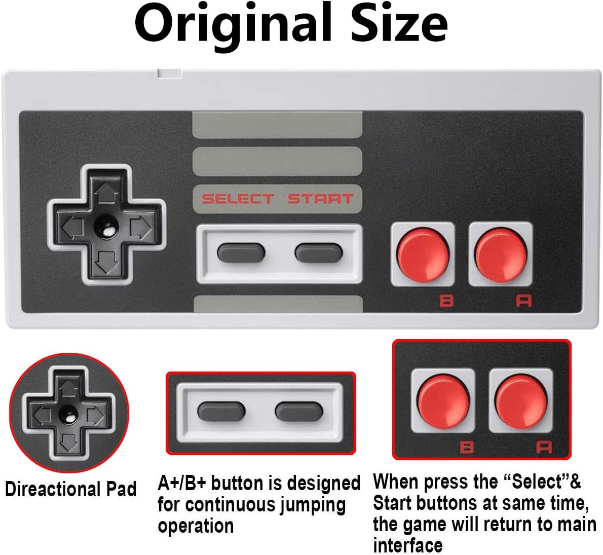 NES Classic Controller with 12FT Cable [2-Pack] for Nintendo Classic Mini Edition,NES Classic 2016,SNES Classic 2017,2 Pack Classic Mini Controllers with 2 Set Conductive Adhesive Pads - Wired Joypad: Computers & Accessories
