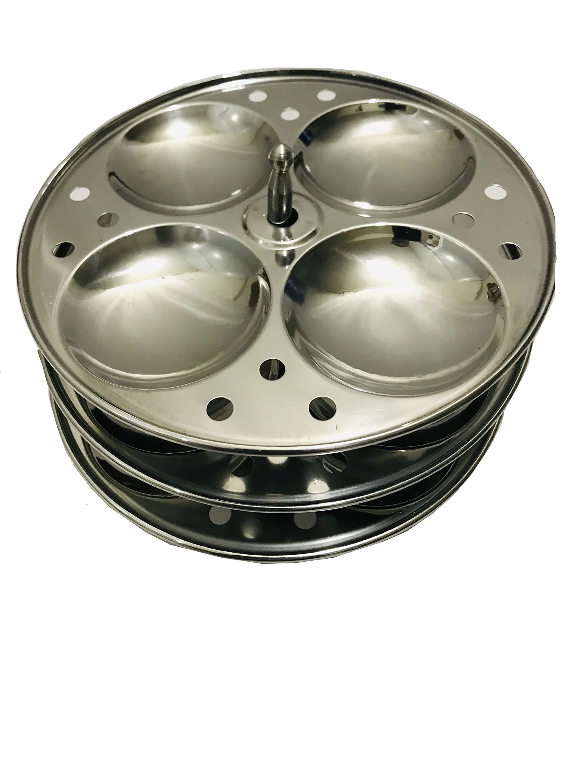 Best Stainless Steel Idli Cooker Maker 3-Rack Idli Stand idli steamer steel Plates Idli Stand, 3 Tier SS idali stand Makes 12, Silver Kitchen Appliances, cookware utensils 7 inch