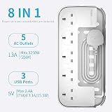 Hulker Extension Lead with 5 AC Outlets and 3 USB Ports 2m Cable view 2