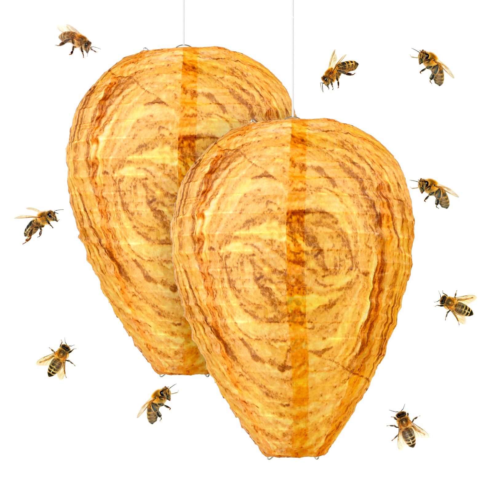 Photo 1 of GWHOLE 2 Pack Hanging Fake Wasp Nest Fake Hornets Yellow Jackets Nest Decoys for Garden Outdoor