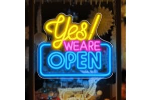 Amyzavls Open Neon Signs Yes We Are Open Bright led Sign Hanging Window Wall Decor Open Signs for Business,Coffee, Shop, Bar, Bakery,Hotel Store, Yellow Pink blue