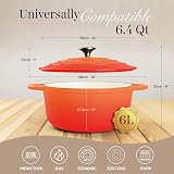 nuovva Enamelled Cast Iron Dutch Oven 6.4 Qt 28cm Orange with Lid view 2