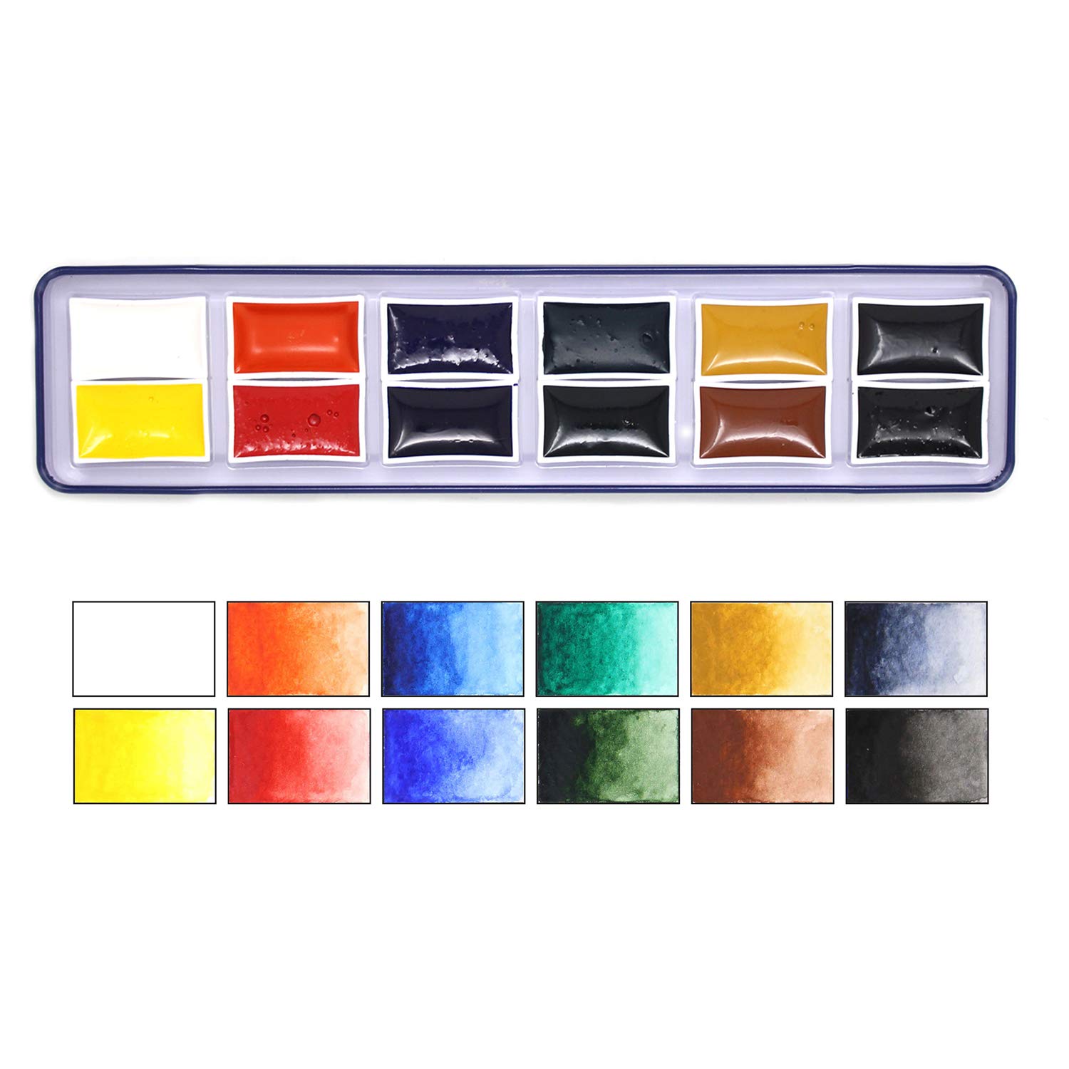 Artway Watercolour Paint Set - High Pigment - 12 Full Pans - A range of highly pigmented, vibrant colours, perfect for watercolour painting