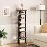 HOOBRO Tall Shoe Rack Vertical Organizer 8-Tier Narrow Rustic Brown EBF07XJ01G1 view 8