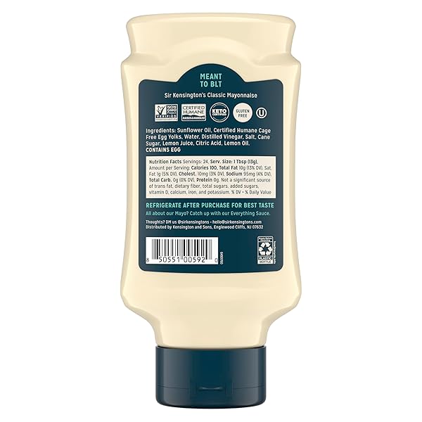 SIR KENSINGTON’S MAYONNAISE, CLASSIC MAYO, GLUTEN FREE, NON- GMO PROJECT VERIFIED, SHELF-STABLE, 12 OZ