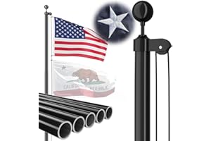 FFILY Heavy Duty Flag Pole, 20 FT 12 Gauge Extra Thick Aluminum Flagpole Kit for Outside House In Ground, 100MPH Wind Tested