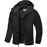 WULFUL Men's Waterproof Ski Jacket Warm Winter Coats Windproof Winter Jackets for Men Fleece Lined Windbreaker with Hood