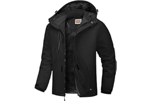 WULFUL Men's Waterproof Ski Jacket Warm Winter Coats Windproof Winter Jackets for Men Fleece Lined Windbreaker with Hood