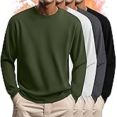 Evervibe 4 Pack Mens Big and Tall Thermal Shirts Fleece Lined Long Sleeve Loose Fit Undershirts Crewneck Casual Plus Size Top