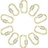Alrhso 10 Pcs Gold Carabiner Clasp Oval Jewelry Carabiner Clasp Brass Screw Lock Keychain Lock Key Rings Gold Screw Keychain Ring for DIY Necklace Bracelets Jewelry Making