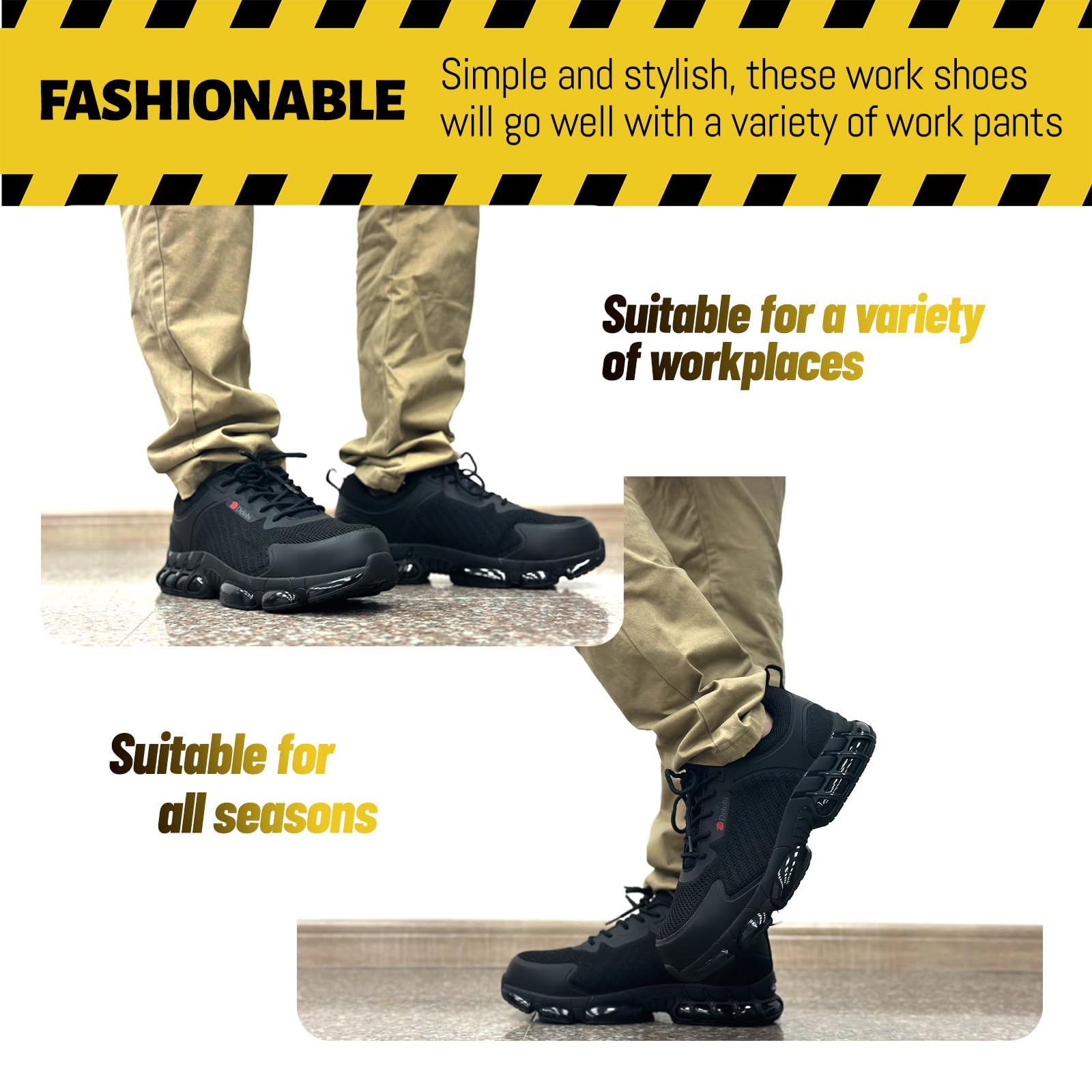 Ayekdeo Steel Toe Sneakers for Men Safety Shoes Comfortable Indestructible Work Shoes Air Cushion Construction Industrial Footwear Size 9