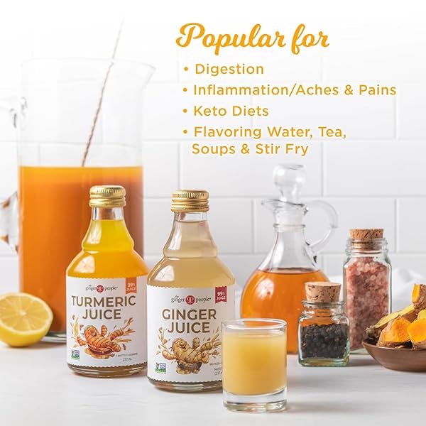 THE GINGER PEOPLE GINGER & TURMERIC JUICE SET | DIGESTION + ANTI-INFLAMMATORY | 8 FL OZ (PACK OF 2)