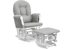 StorkCraft Hoop Glider and Ottoman Cushions, White with Light Gray