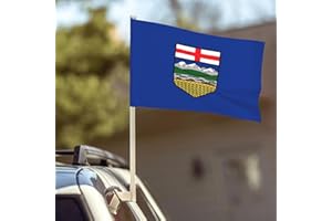 Double Side Flag of Alberta Car Flag Window Clip 12 X 18 Inch UV Protection Outdoor Car Flags Decoration Banner