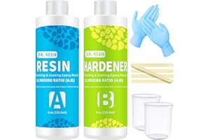 DR. RESIN Clear Epoxy Resin Kit 2 Part 16 oz for Countertop Jewelry Wood Table Bar Top Crafts Art Food Safe Self-Leveling Casting Coat Resina Epoxica for Floor Cups Tumblers