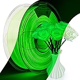 Amolen Glow in The Dark Pla Filament,Shiny Silk & Glow 3D Printer Filament Pla Glow Pla Filament 1.75mm Green, Best with UV Lamps, Dimensional Accuracy +/- 0.02 mm 1KG(2.2lb)