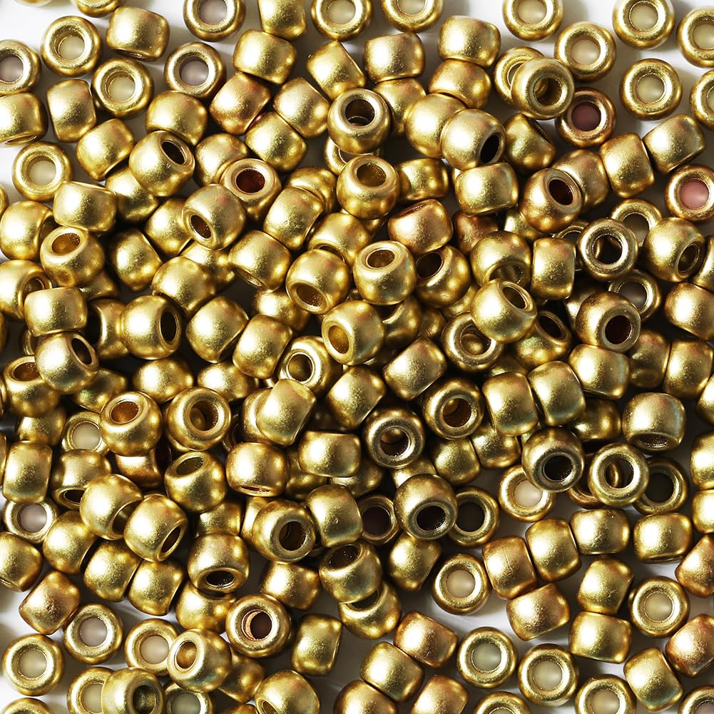 Tibaoffy Crafts Gold Beads 6x9mm,Pony Beads Total About 1000pcs