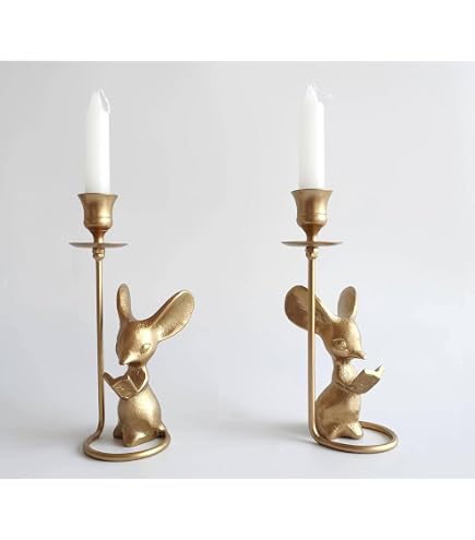 thumbnail image 2 of Cast Aluminum Taper Holders, Antique Brass Finish, Set Of 2 2 of 11