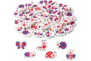 BeYumi 60Pcs Valentine's Day Insect Mini Erasers for Kids Bulk Assorted Cute Novelty Pink Red Purple Heart Bugs Pencil Eraser School Classroom Prizes Student Homework Reward Gift Filling Party Favors