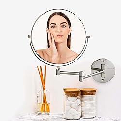 OVENTE 9" Wall Mounted Makeup Mirror with 1X/10X
