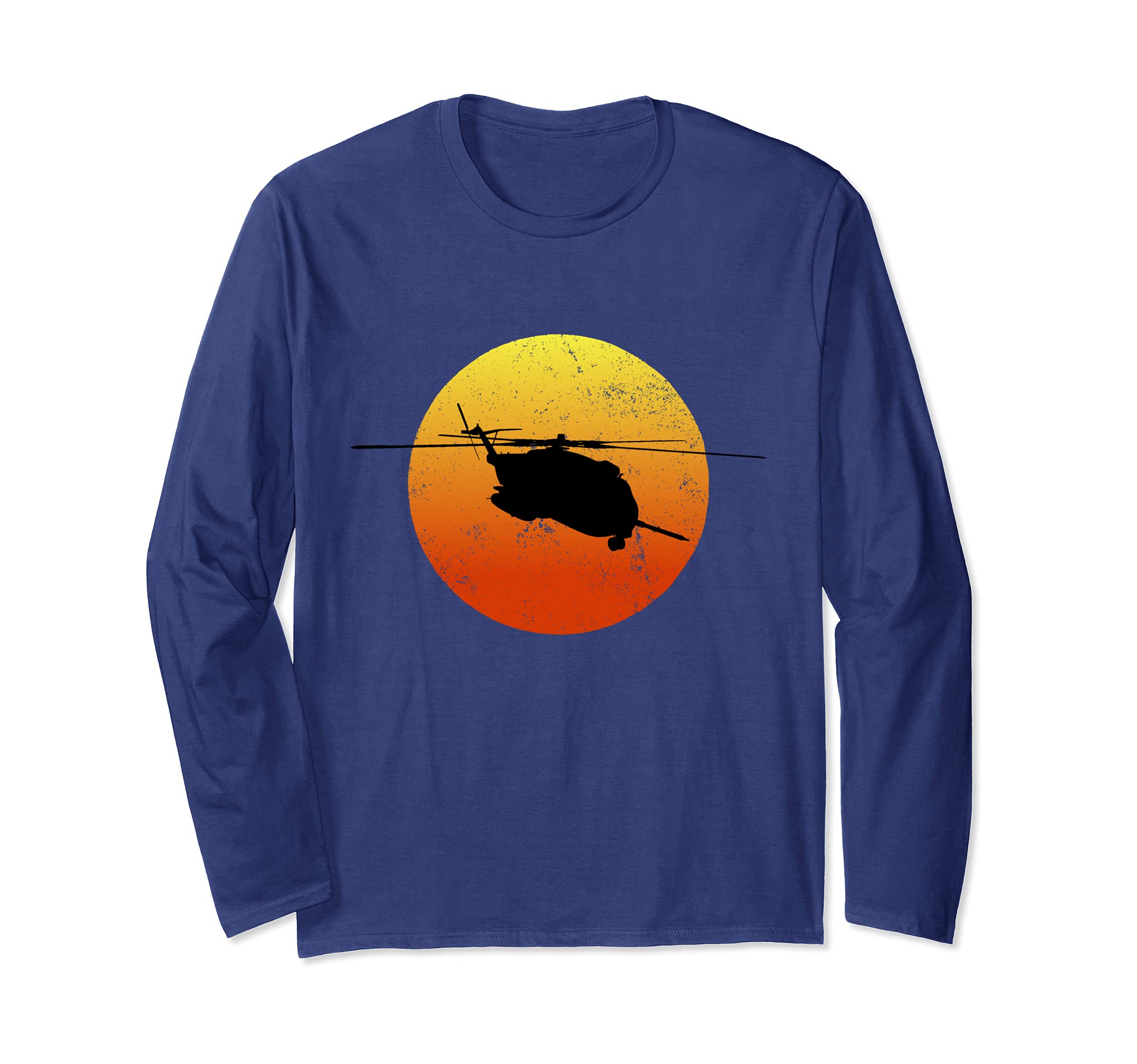 CH53 Super Stallion Silhouette Sunset Helicopter CH53 Long Sleeve T-Shirt