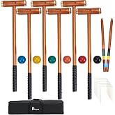 Pointyard 35in 6-Player Croquet Set Deluxe Annatto Retro Style Wooden Game | Bold and elongated, Rubber hardwood made, Non-toxic coating, Sturdy bag. Perfect yard lawn party games for adults &amp; family
