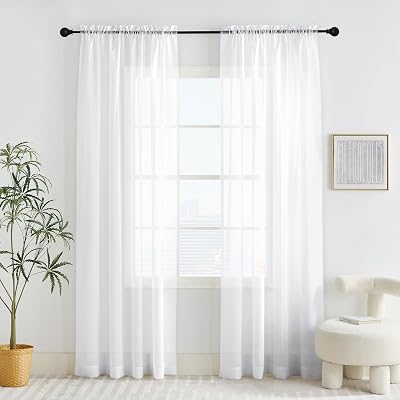 PONY DANCE White Voile Curtains 60 W x 72 D Set of 2 Slot Top Panels