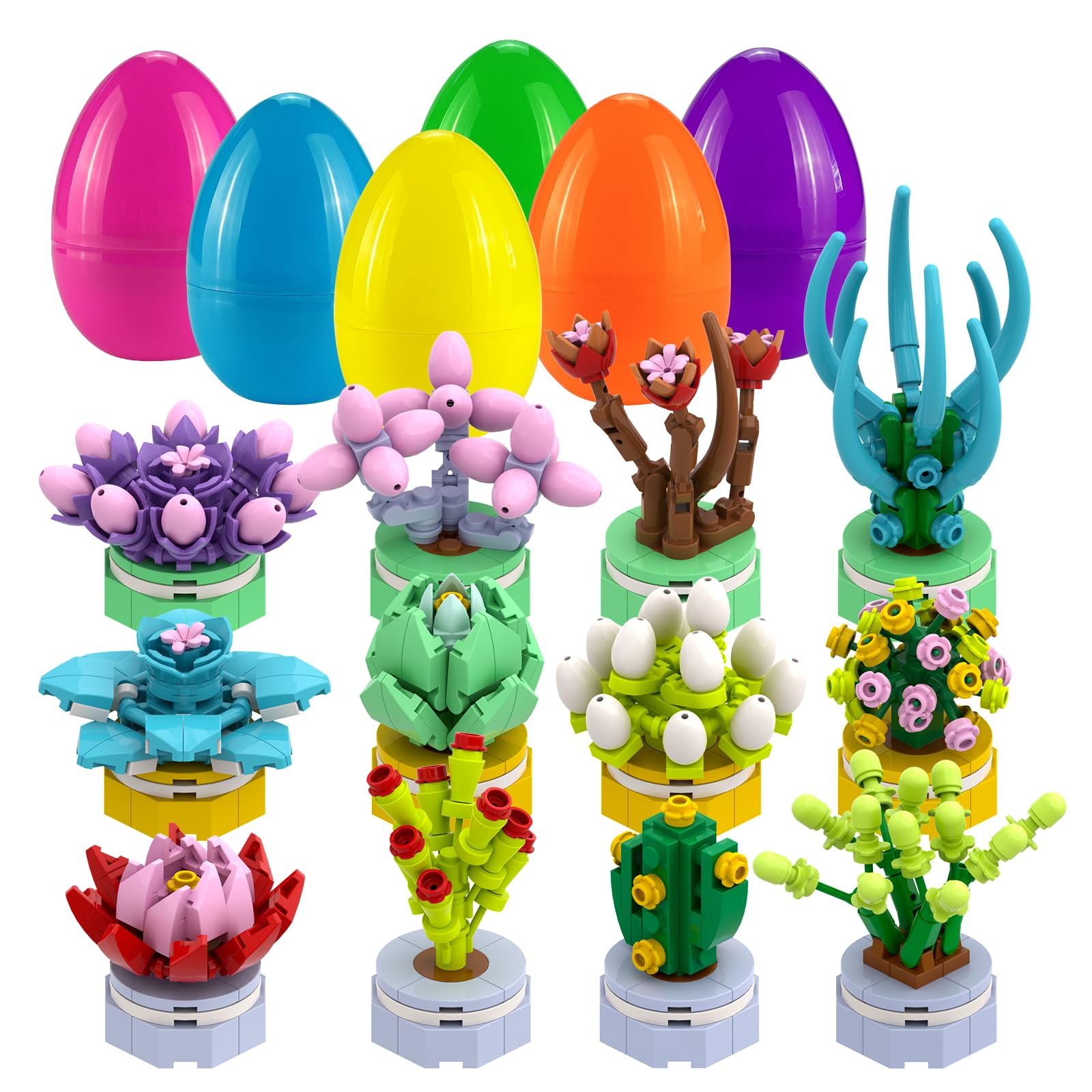 12 Pack Easter Eggs Succulent Building Blocks for Easter Theme Party Favors Supplies for Easter Egg Hunt Basket Stuffers Fillers Classroom Prize Supplies