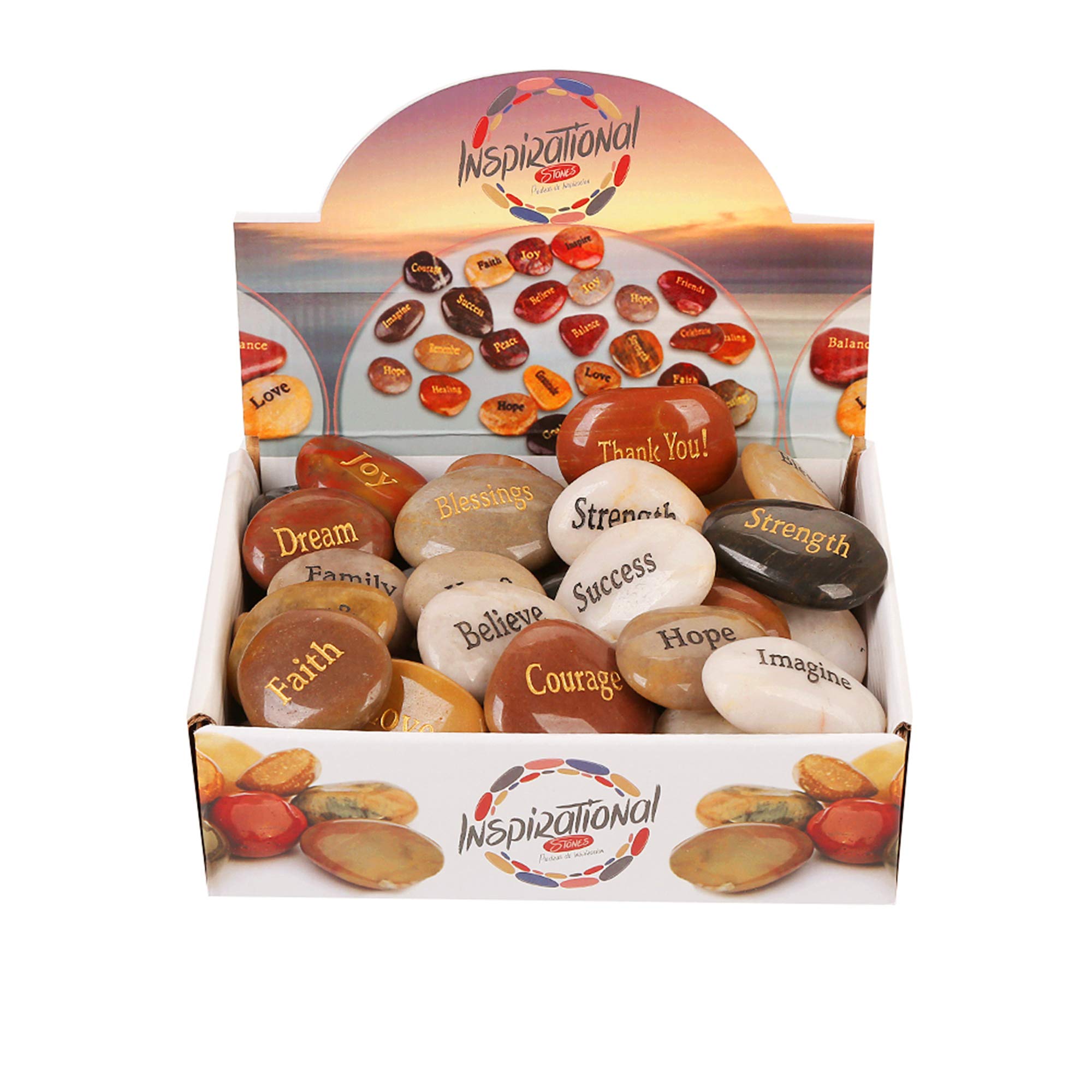 ROCKIMPACT 50PCS Engraved Rocks Different Words Inspirational Stones Bulk Faith Stones Zen Stones Gratitude Rocks Healing Prayer Stones Encouragement Rocks, 2