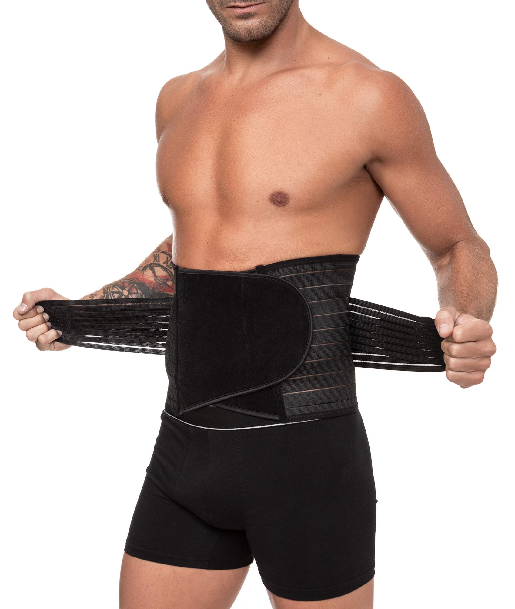 Channo Adjustable Lower Back Support Belt for Men - Lumbar Brace for Posture Improvement and Heavy Lifting - Breathable Back Support for Work, Sports, and Daily Activities Black L/XL