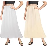 Girstunm 2 Pcs Women's Half Slips for Under Dresses Satin Skirt Extenders Anti-Static Petticoat Cosplay Underskirt