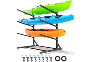 LNEUIE Kayak Storage Rack，Heavy Duty Freestanding Kayak Racks for Garage,Adjustable Kayak Stand Indoor & Outdoor Storage Rack for Kayak, Canoe, Surfboard