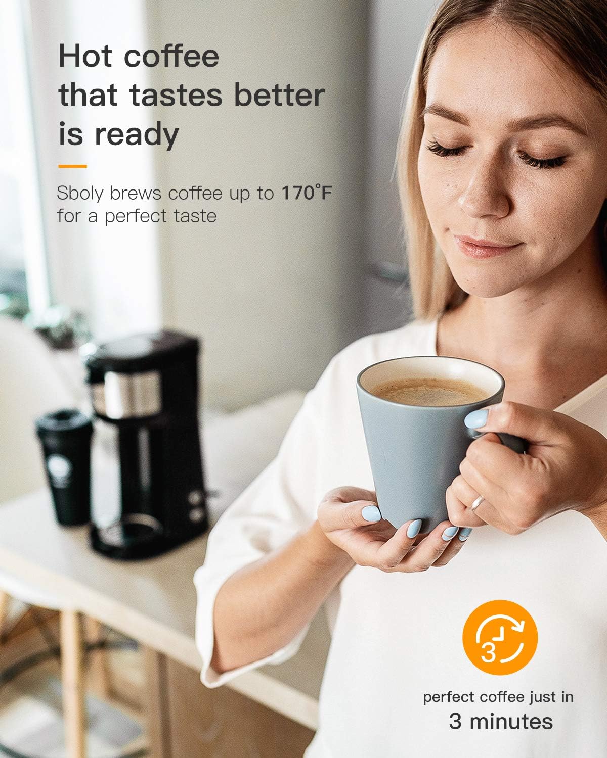 Sboly Single Serve Coffee Maker Brewer for K-Cup Pod & Ground Coffee Thermal Drip Instant Coffee Machine with Self Cleaning Function, Brew Strength Control: Kitchen & Dining