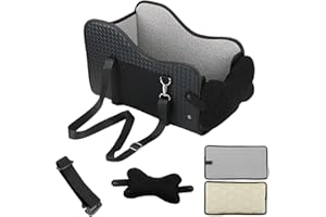 Shoyisenka Console Dog Car Seat, Pet Booster Seat for Car with Safety Belt and Soft Cushions, Anti-Collapse Center Console Do