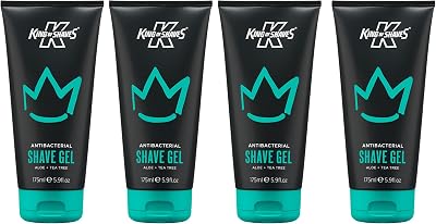 King of Shaves Antibacterial Shaving Gel 4x175ml Low Foam for Men