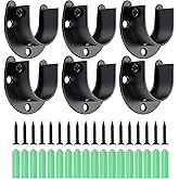 Shonmogar Wardrobe Closet Rod Bracket 6 Pack Closet Pole Brackets for Wall with Screws, Stainless Steel Rod Flange Holder for