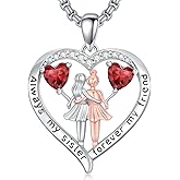 Zoeniya Valentines Day Gifts for Sister Birthstone Pendant Necklace Always My Sister Forever My Friend Necklace Jewelry for Women Valentine Mothers Day Birthday Gifts for Sisters From Sisters Adult